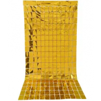 Square Foil Fringe Curtain Metallic Gold