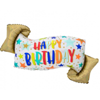Happy Birthday Colourful Banner 46" Supershape Foil Balloon (unpackaged)