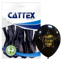 Happy New Year Star 12" Cattex Latex Balloons 20CT