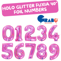 40" Holo Glitter Fuxia Foil Numbers 0 to 9