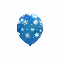 Icy Dark Blue Snow Flakes 5" Latex Balloons 50Ct