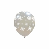 Icy Silver Snow Flakes 5" Latex Balloons 50Ct