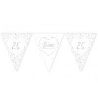 Silver Anniversary Paper Flag Banner Bunting Foil Stamped