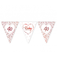 Ruby Anniversary Paper Flag Banner Bunting Foil Stamped
