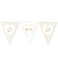 Golden Anniversary Paper Flag Bunting Foil Stamped