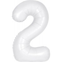 34" Matte White Number 2 Foil Balloon