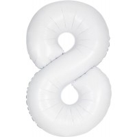 34" Matte White Number 8 Foil Balloon