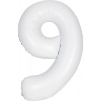 34" Matte White Number 9 Foil Balloon