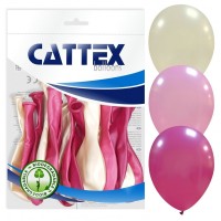 Cattex Shiny Pink Metal 12" Latex Balloons 20Ct