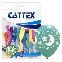 Moon and Stars Assorted Balloons 12" Cattex Latex Balloons 20CT