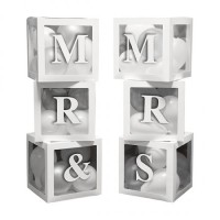 Mr & Mrs Transparent Balloon Boxes 30x30x30cm