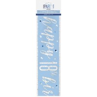 9ft Glitz Blue And Silver 18th Birthday Bunting Banner NEW