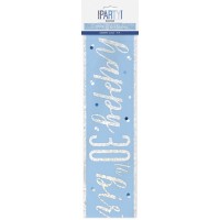 Blue/Silver Glitz Foil Happy 30th Birthday Banner 9FT