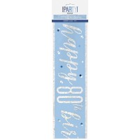 Blue/Silver Glitz Foil Happy 80th Birthday Banner 9FT