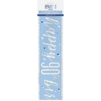 Blue/Silver Glitz Foil Happy 90th Birthday Banner 9FT