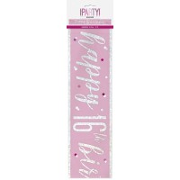 Pink/Silver Glitz Foil Happy 16th Birthday Banner 9FT