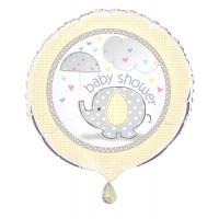 Umbrellaphants Yellow Baby Shower 18" Foil Balloon