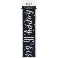 Black/Silver Glitz Happy 16th Birthday Foil Banner 9ft