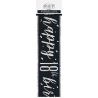 Black/Silver Glitz Happy 18th Birthday Foil Banner 9ft