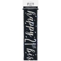 Black/Silver Glitz Happy 21st Birthday Foil Banner 9ft