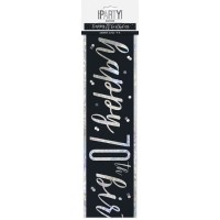 Black/Silver Glitz Happy 70th Birthday Foil Banner 9ft