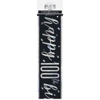 Black/Silver Glitz Happy 100th Birthday Foil Banner 9ft
