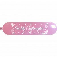 Crozier Pink Giant "On My Confirmation" Totem Balloon 87" x 19.5"