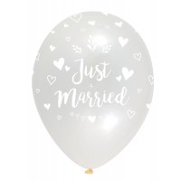 Just Married - Crystal Clear - Latex Balloon 50Ct