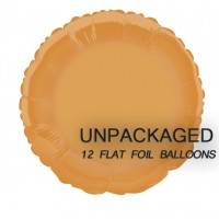 Orange - Round Shape - 18" foil balloon (Pack of 12, Flat)