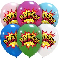Party Pow 12" Latex Balloons 25Ct (Printed 1 Side)