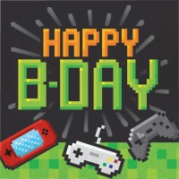 Gaming Party Lunch Napkins Happy Birthday 2 ply 16Ct