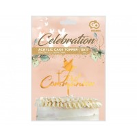 First Communion Gold Dove Acrylic Cake Topper 