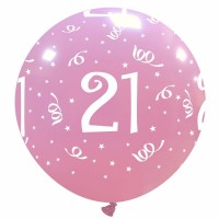 32" Pink 21 Latex Balloon 1Ct