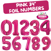 34" Pink Foil Numbers 0 to 9