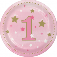 One Little Star Girl 1st Birthday 7" Paper Plates 8ct
