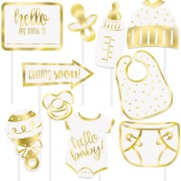 Hello Baby Gold Photo Props 10ct