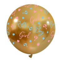Boy or Girl? Gender Reveal 24" Gold Chromium Latex Balloon 1ct