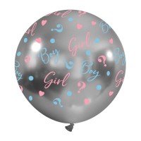 Boy or Girl? Gender Reveal 24" Platinum Chromium Latex Balloon 1ct