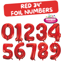 34" Red Foil Numbers 0 to 9