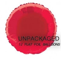 Red - Round Shape - 18" foil balloon (Pack of 12, Flat)