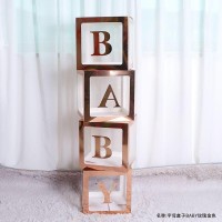 Rose Gold BABY Transparent Balloon Boxes 30x30x30cm
