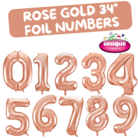 34" Rose Gold Foil Numbers 0 to 9