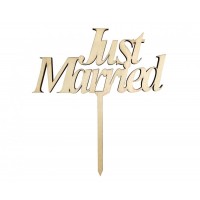 Wooden Just Married Cake Topper 1ct