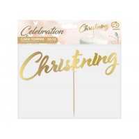 Christening Gold Acrylic Cake Topper 1ct