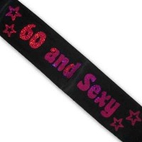 Black 60th Birthday Sash with Hot Pink Foil