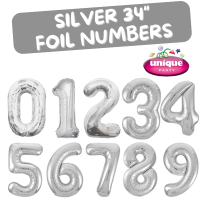 34" Silver Foil Numbers 0 to 9
