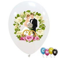 Wedding Full Colour 12" Latex Balloons 25Ct (Printed 1 Side)