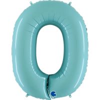 40" Pastel Blue No. 0 - Number Foil Balloon