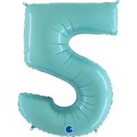 40" Pastel Blue No. 5 - Number Foil Balloon