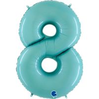40" Pastel Blue No. 8 - Number Foil Balloon